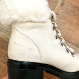 Portland Cream Faux Fur Lined Lace Up Boots- Size 9 (see notes)