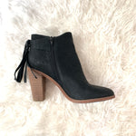 Vince Camuto Black Leather Booties with Tie Back- Size 9.5