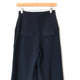 Black Halo Navy High Waisted Front Pleated Wide Leg Pants- Size 2 (Inseam 30”)