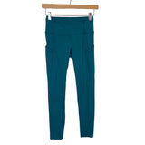 Lululemon Emerald Green Side Pocket Exposed Seam Detail Leggings- Size 4 (Inseam 24")