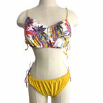 Swimsuits For All Yellow Floral Front Cut Out Bikini Top- Size 12 (Top only, we have matching bottoms)