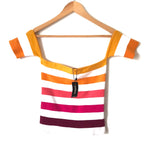 Express Colorful Striped Ribbed Off the Shoulder Sweater NWT- Size XS