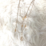No Brand Gold Layered Necklace with Tiny Leaf Charms