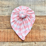 Angel Dear Pink/White Checkered Knot Headwrap- Size ~0-6M (see notes)