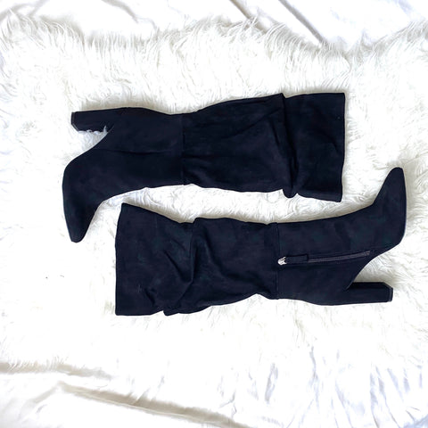 Scoop Black Slouch Suede Boots- Size 8.5