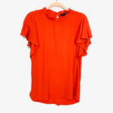 Gibson Look Orange Ruffle Neck Top- Size XXS
