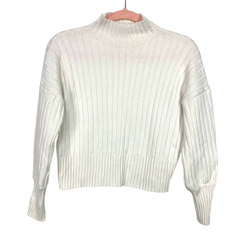 Zaful Off White Ribbed Mock Neck Sweater- One Size (fits like S/M)