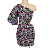 Hello Molly Pink/Blue/Purple Floral One Shoulder with Side Cut Out Dress NWT- Size S