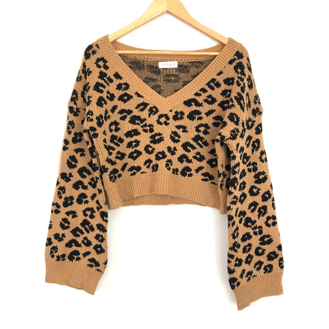 Vestique Leopard Crop Sweater- Size S