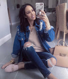 Buddy Love Distressed Denim Jacket With Pearls And Beads NWT- Size S