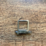 No Brand Silver Square Stone Ring- Size 7