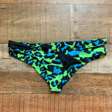 Azure Swim Black Neon Animal Print Side Cutout Bikini Bottoms- Size L (we have matching top