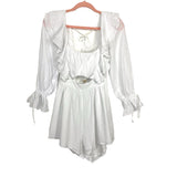 Indikah White Front Cutout Back Tie Romper NWT- Size S