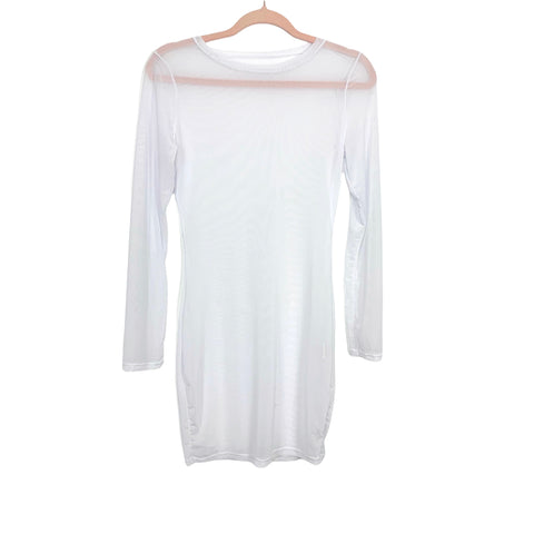 No Brand White Sheer Fitted Dress- Size S