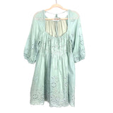 Listicle Seafoam Green Eyelet Tie Back Dress- Size L