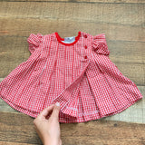 Little English Red and White Gingham Button Closure Dress- Size 3M