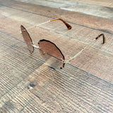 No Brand Gold Round Lens Sunglasses
