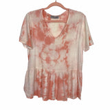 Citrus Lemon White/Coral Tie Dye Top- Size S
