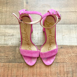 Sam Edelman Pink Suede Ankle Strap Block Heels- Size 7