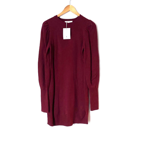 WAYF Burgundy Puff Sleeve Sweater Dress NWT- Size XS (sold out online)