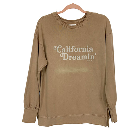 Carly Jean Los Angeles Mocha California Dreaming Rolled Hem, Cuffs, and Neckline Sweatshirt- Size S (see notes)