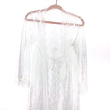 No Brand White Lace Long Tie Front Kimono Cover UP- Size ~S/M