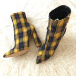 Liliana Yellow and Navy Plaid Booties- Size 7.5 (Like New)