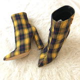 Liliana Yellow and Navy Plaid Booties- Size 7.5 (Like New)