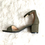J Adams Suede Olive Green Low Block Heel- Size 6