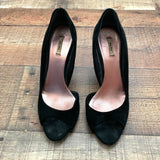 Miu Miu Black Suede Like Open Toe Metallic Pink Heels- Size 36.5 (US 6)