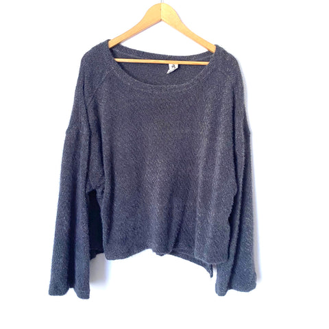 Flawless Grey Cropped Bell Sleeve Sweater- Size M/L