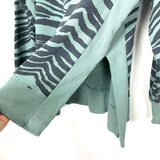 Aerie Green and Grey Animal Print Side Slit Sweatshirt- Size L