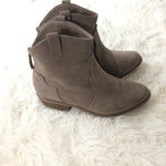 Old Navy Tan Suede-like Cowgirl Booties with Zipper Back- Size 8