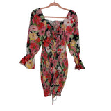 Shein Floral Square Neck Shirred Bodycon Dress- Size S