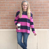 BP Pink and Navy Large Stripe Shirt- Size S