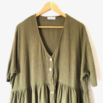 Vestique Green Button Oversized Dress with Pockets- Size S (see notes)