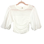 Free People Ivory Peasant Sleeve Cinched Sides Top NWT- Size XS