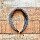 No Brand Charcoal Gray Ribbed Knit Knot Headband