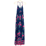 Pink Lily Navy Floral Crochet Waist Maxi Dress NWT- Size S (sold out online)