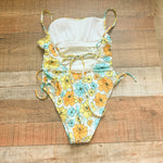 Xhilaration White Floral Print One Piece Swimsuit- Size S