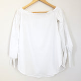 No Brand White Off the Shoulder Top with Side Slits- Size S