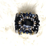 No Brand Black Velvet Cuff Large with Beads