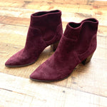 Sole Society Wine Upper Leather Textile Suede Booties- Size 8.5