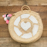 Like to Know It Round Straw Handbag with Tassel Charms