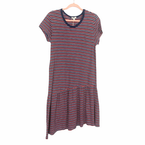 Dylan Blue and Brick Asymmetrical Drop Waist Racerback Dress NWT- Size L