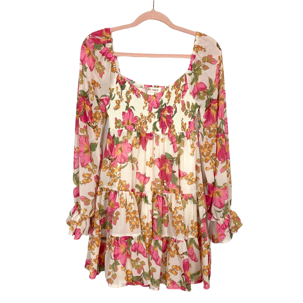 Flying Tomato Smocked Bodice Floral Mini Dress- Size S – The Saved  Collection