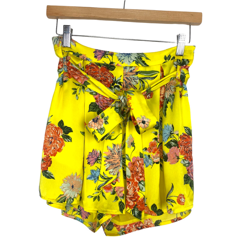 J.O.A. Yellow and Orange Floral Print Shorts- Size S