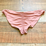 PILYQ Dusty Rose Ruched Bikini Bottoms- Size L (Bottoms Only)