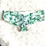 Fused Hawaii Palm Print Tie Back Cinched Bikini Bottoms- Size XL (BOTTOMS ONLY)