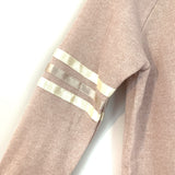 Socialite Blush Pink Sweater with Satin Stripes on Sleeves and Raw Hem- Size S